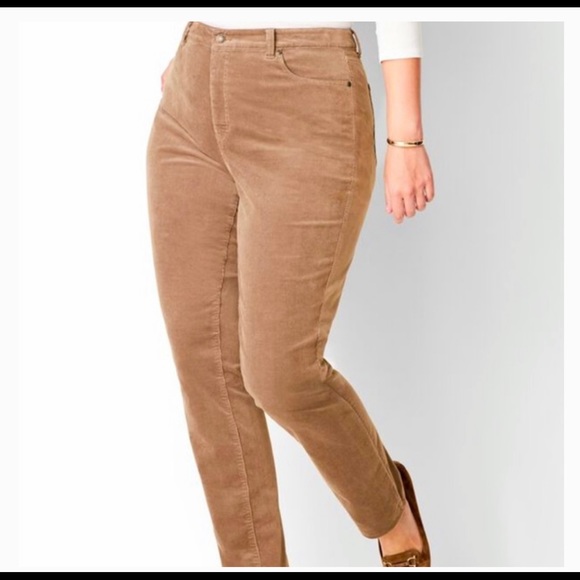 Talbots High Rise Straight Leg Plus Size Corduroy Camel Pants Size 16W NWT - Picture 1 of 9